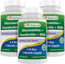 Najlepsze Naturals, Glukozamina Chondroitin suplementy MSM, 2600 mg na serwowanie, 90 Kapsułek (90 Licznik (Opakowanie po 3))