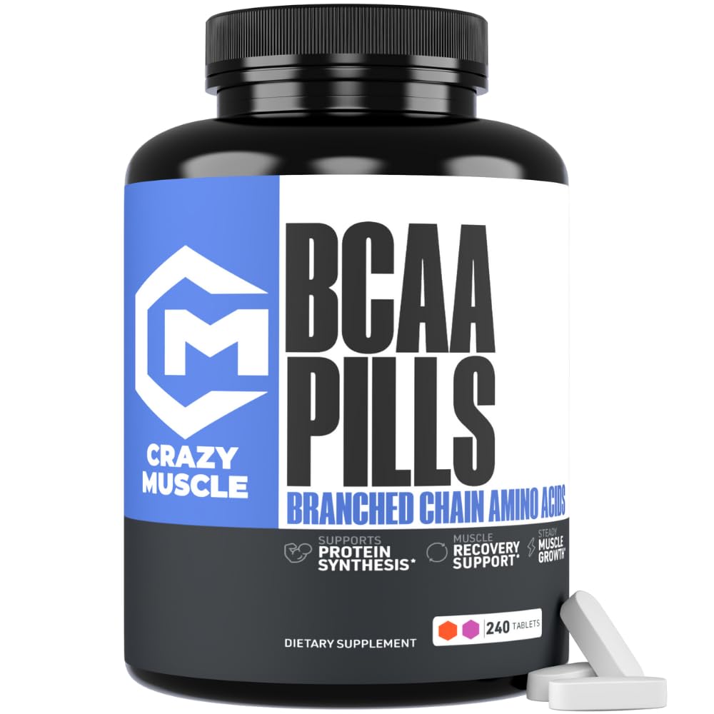Szalony mięśnie 3000mg BCAA Pigułki (80 Days Supply) z Optymalnym 2: 1: 1 Stosunek rozgałęzionych aminokwasów łańcuchowych dla odzysku i wzrostu, 1000mg BCAA na tabletkę (More Than BCAA kapsułki) 240 Tabletki