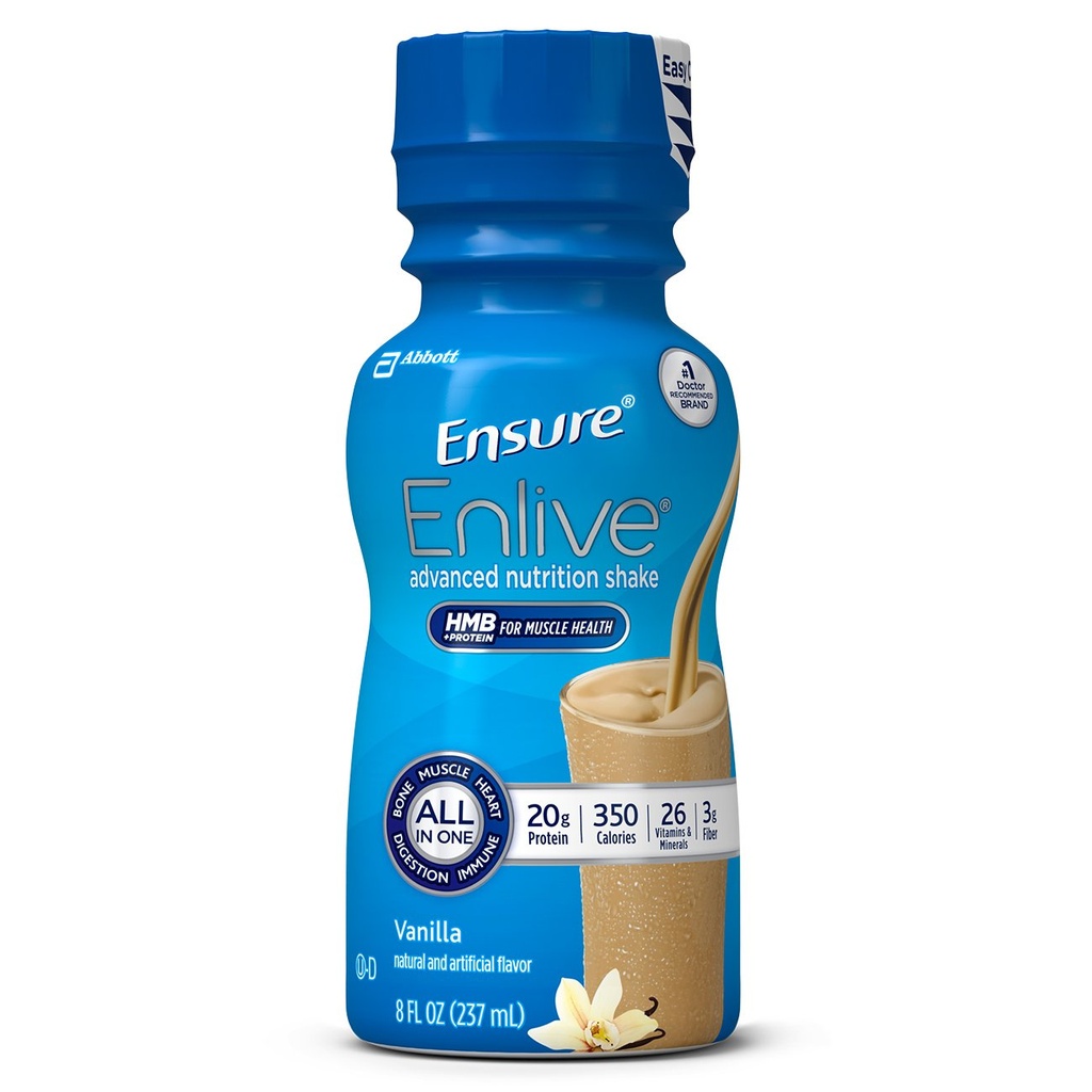 Upewnij się, że Enlive posiłek Shake zastępczy, 20 g białka, 350 kalorii, Advanced Nutrition Protein Shake, Vanilla, 8 Fl Oz (opakowanie po 4)