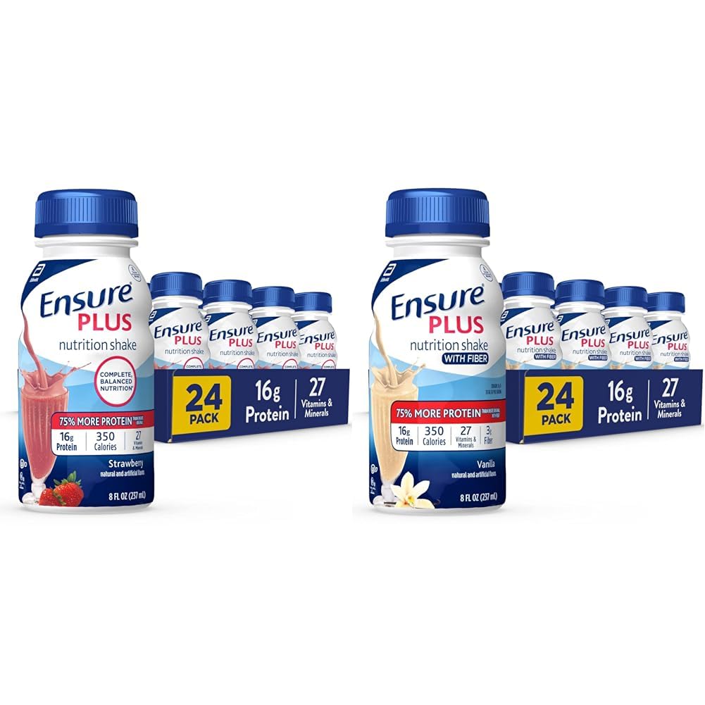 Zagwarantować Plus Nutrition Shake z 16 Gramami białka i zapewnienia Plus Liquid Nutrition Shake z włóknem, 16 Grams Protein, Wanilia, 8 Butelka Fl Oz (Opakowanie po 24)