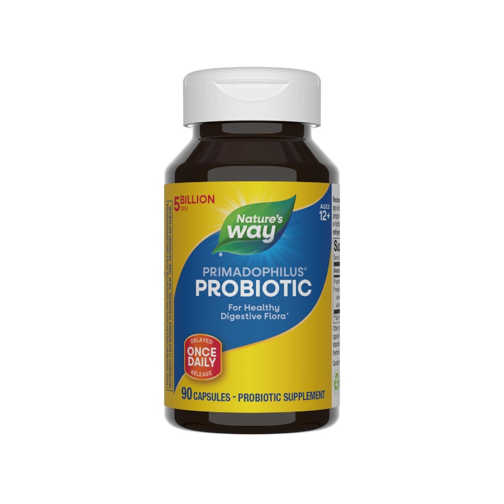 Nature 's Way Primadophilus Probiotic, Healthy Digestive Flora *, 5 Miliard CFU za serwowanie, Keep Lodówka, 90 Kapsułki (Packaging May Vary)
