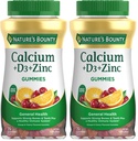 Bounty Wapń + D3 + Gummie cynku, Wspiera silne kości i zęby Plus zdrowy system immunologiczny, 500mg, Pomarańczowy i Cherry Flavored, 70 Gummies (Opakowanie 2)