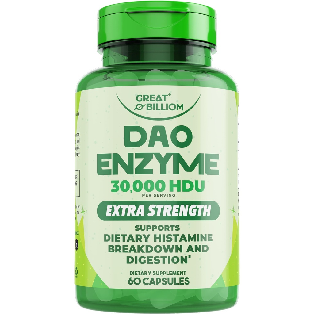 DAO Enzym (oksidaza diaminowa) - Enzymy trawienne dla kobiet i mężczyzn - 30 000 HDU - Gut Health Supplements - Digestive Health Histamine Support - Enzymy do trawienia - 60 kapsułek