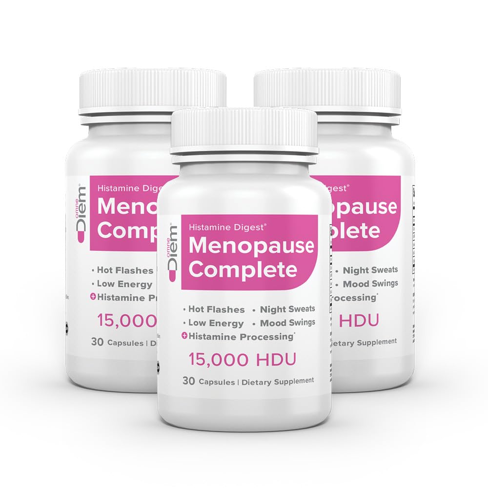 Omne Diem Menopauza Kompletny DAO Plus Hormon Supplement Supplement - Diamine Oxydase (DAO) Enzyme + Estro8PN Hops, Citicoline, Flaxseed & Black Cohosh - 30 kapsułki (90)