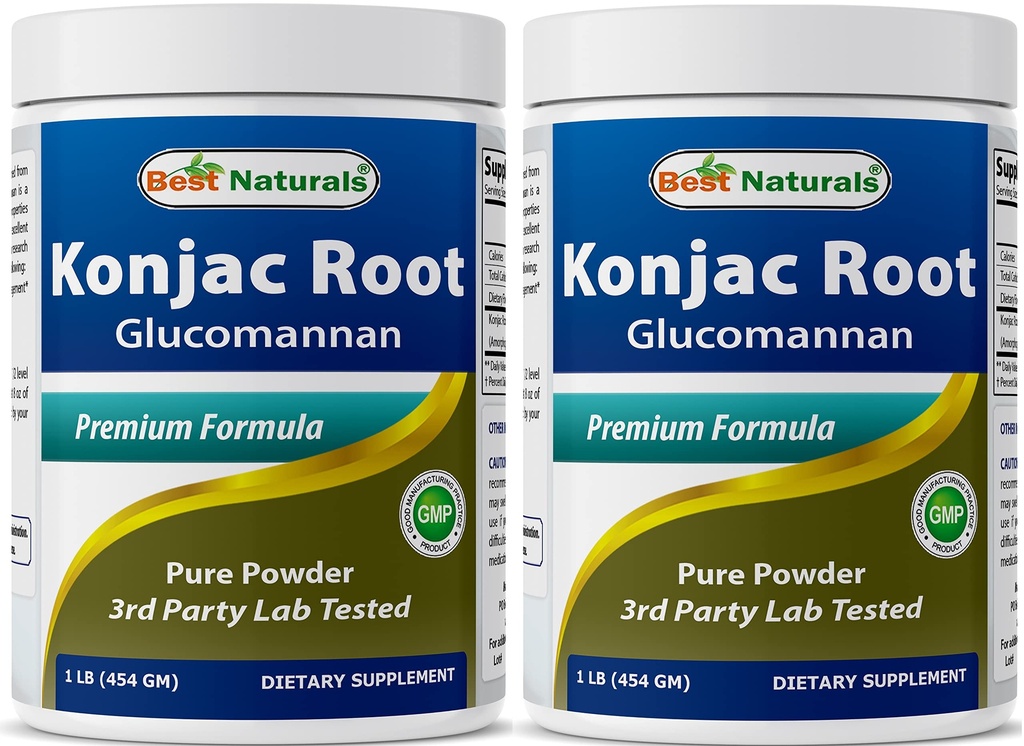 Najlepszy Naturals 2 Pack Konjac Glukomannan Root 1 Funt - 2000 mg na serwowanie - (Razem 2 Funt)