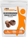 BulkSupplements.com Glucomannan Powder - z Konjac Root Extract Powder, Glucomannan Supplements - Gluten Free, 2g per Serving, 250g (8.8 oz) (Opakowanie po 1)