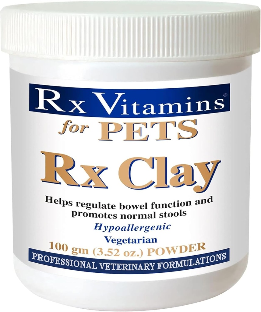 Rx Vitamin Rx Clay Proszek dla zwierząt domowych - Anti Gas & Anti Diarrhea dla psów i kotów - Pet Digestive Health & Stool Supplement - Cat & Dog Supplement for Elimination- 3.52 oz.