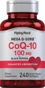 Piping Rock CoQ10 100mg XI124; 240 Softgels XI124; Enhanced Absorption Supplement for Women and Men XI124; Non-GMO, Gluten Free