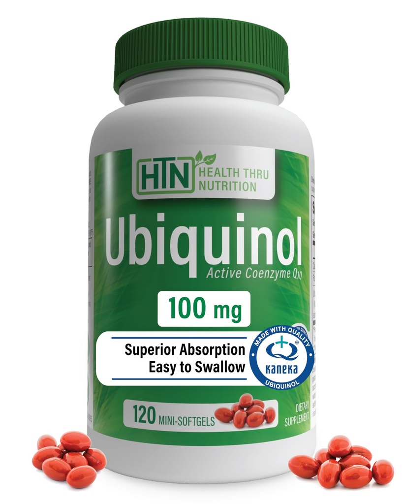 Zdrowie Thru Nutrition Ubichinol 100mg 120 Mini Softgels jako Kaneka QH Reduced CoQ- 10 Reduced 124; Trzecia strona Tested 124; Zwiększona dostępność biologiczna 124; Kardioviral & Mitochondria Function Support