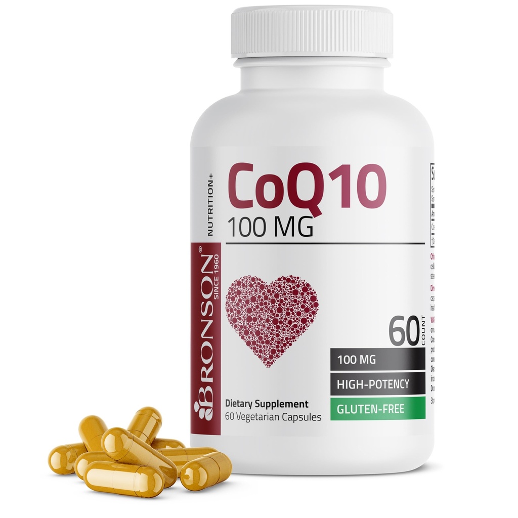 Bronson CoQ10 100 MG Wysoka moc Produkcja energii komórkowej, 60 Kapsułki wegetariańskie