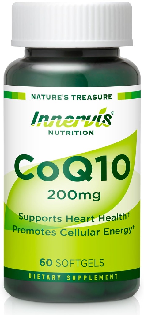 Wysoka Absorpcja CoQ10 200mg Softgels for Heart Health & Energy Metabolizm - Wydajny suplement przeciwutleniający dla użytkowników Statin - 30 Day Supply by Innervis Nutrition