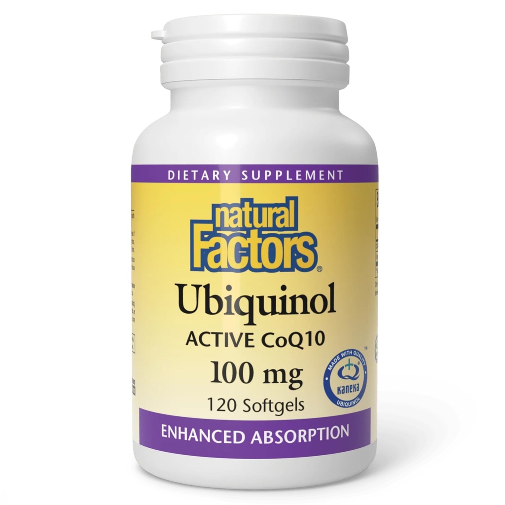 Naturalne czynniki Ubichinol 100 mg - Wspiera Heart Health & Natural Vitality - Antyoksydant Supplement z Superior Absorption - Wsparcie energetyczne z olejem lnianym - 120 Softgels (120 Servings)