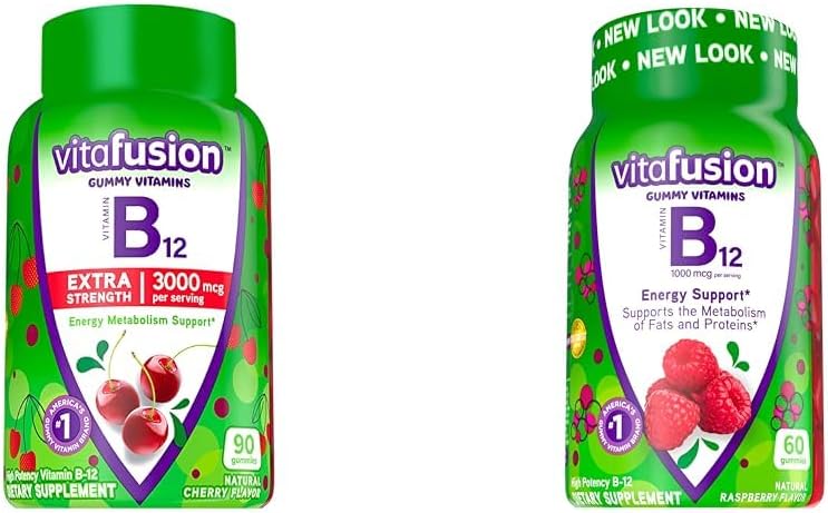 Witamina Witamina B12 Gummy Witaminy dla energii Metabolizm Wsparcie, Cherry i Malina zapachowy, Amerykański numer 1 Marka, 90 i 60 Hrabia