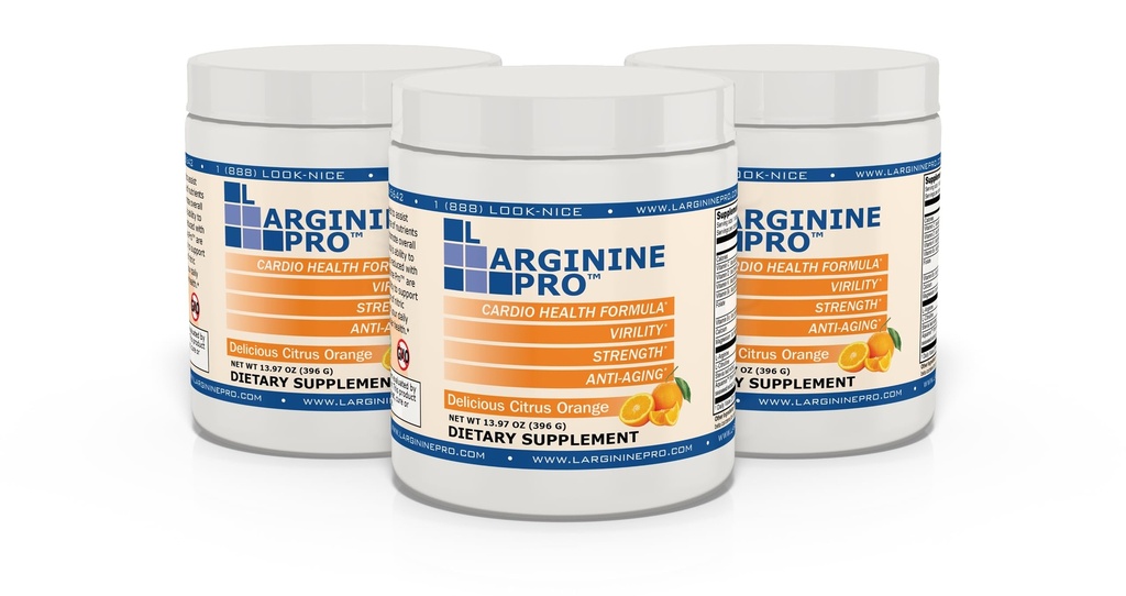 L-ARGININE PRO | 5,500mg L-Arginine Plus L-Citrulline 1,100mg Orange Powder Drink Mix Supplement for Increased Nitric Oxide Production