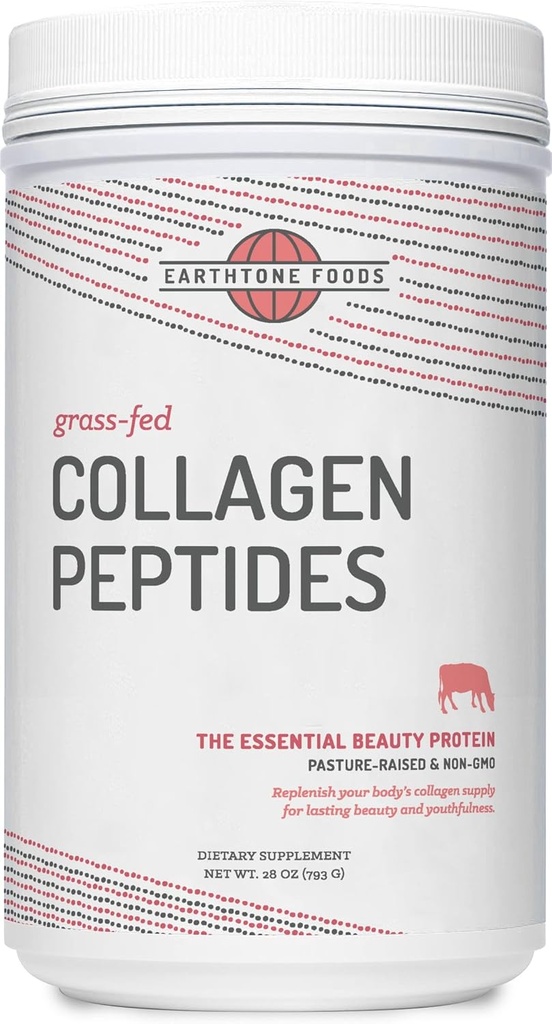 EARTHTONE Grass- Fed Collagen Peptydes Powder 28 oz Foods - Zhydrolizowane, Nie-GMO - Niesmakowane - dla kobiet i mężczyzn - Natural Protein Supplement - Paleo i Keto Friendly