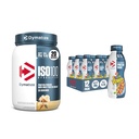 Paleta protein dymatyzujących, wiórów owocowych (12 opakowań) + ISO100 Powder Isolate białka serwatki, Gourmet Vanilla (20 Servings)