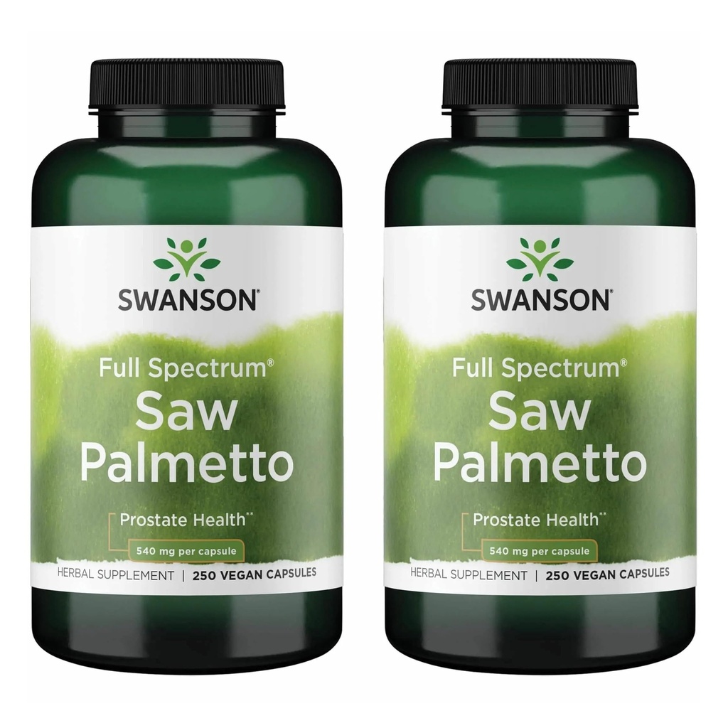 Swanson Saw Palmetto - Herbal Supplement Promotion Mężczyzna Prostate Health Support - Natural Hair Supplement & Urnary Health Supplement (540 mg 250 kapsułki) (2 opakowania)
