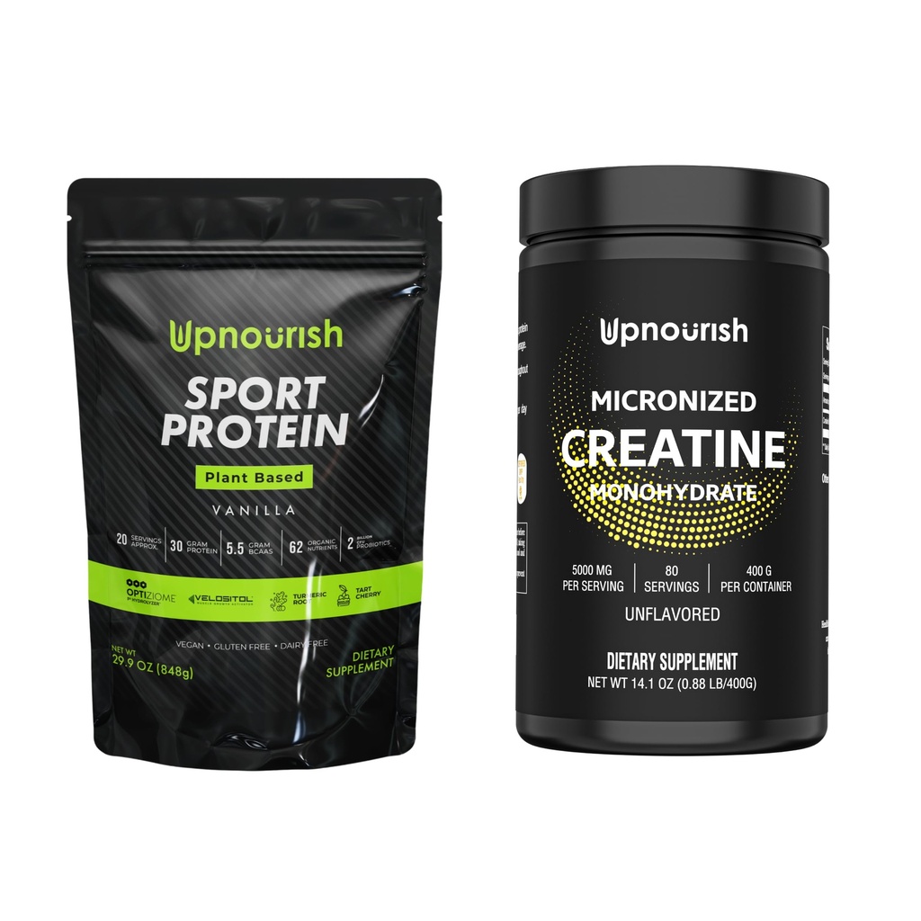UpNourish Vegan Sport Protein Vanilla i zmikronizowane kreatyna