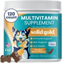 Solid Gold Dog Multivitamin - Miękki Pies Witaminy i Suplementy Chews - All- in- One Heart, Immune, Brain, Skin, Coat & Gut Health Support w / Witamina C, B12, Probiotyki i Przeciwutleniacze - Bacon Flavor 120ct
