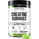 Jacked Factory Sugar Free Creastine Gummies - 5g Daily Dose (1,25g per Gummy) - Stworzenie Gummy Sugar Free for Men and Wolne dla kobiet, Wegan- Friendly, Third-Party Tested - 120 Gummies, Green Apple