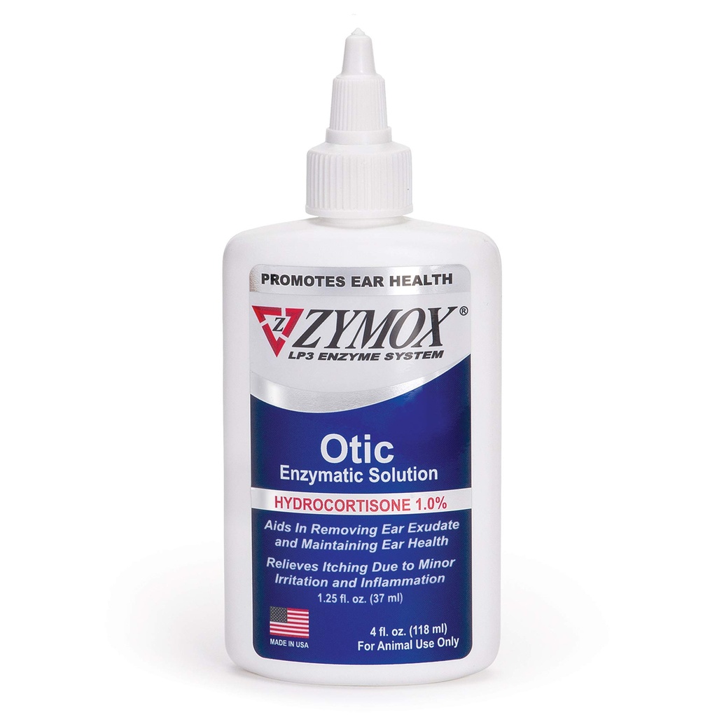 Zymox Otic Enzymatic Solution for Dogs and Cats to Soothe Ear Infections with 1% Hydrokortyzon for Itch Relief, 4oz