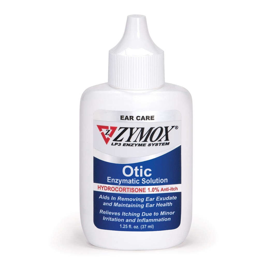 Zymox Otic Enzymatic Solution for Dogs and Cats to Soothe Ear Infections with 1% Hydrokortyzon for Itch Relief, 1.25oz