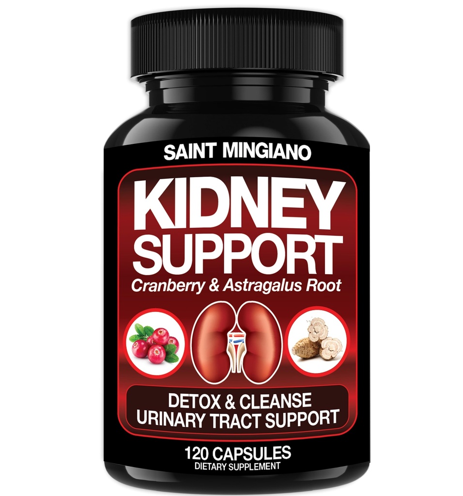 Kidney Support Cleanse Detox & Repair -120 Capsules - Cranberry & Astragalus Root Pills for Women and Men | High Strength Stone Remover Supporting Urinary Tract & Bladder Health