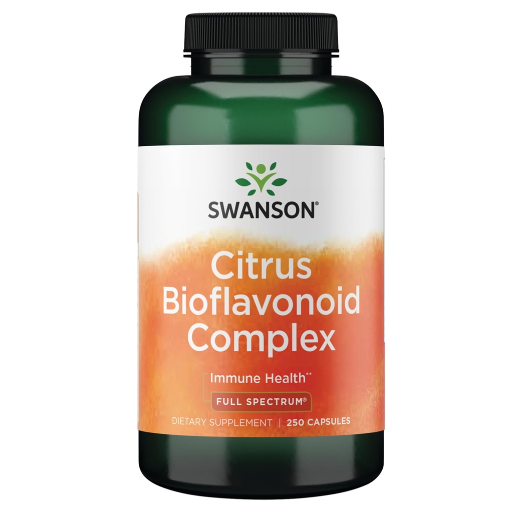 Swanson Full Spectrum Citrus Bioflavonoid Complex - Aids Witamina C Wchłanianie i Promotes Immune Health - Standardowy do 50% Bioflavonoids Pomarańczowy - (250 Kapsułki) 1 Opakowanie