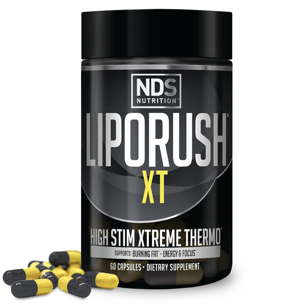 LIPORUSH NDS Nutrition XT - Super skoncentrowane termogeniczne z L- Karnityny i Teakryny do rozdrabniania tłuszczu - Wspiera maksymalną energię, Focus, Calorie Burning, Diuretic, Apetite Control (60 kapsułki)