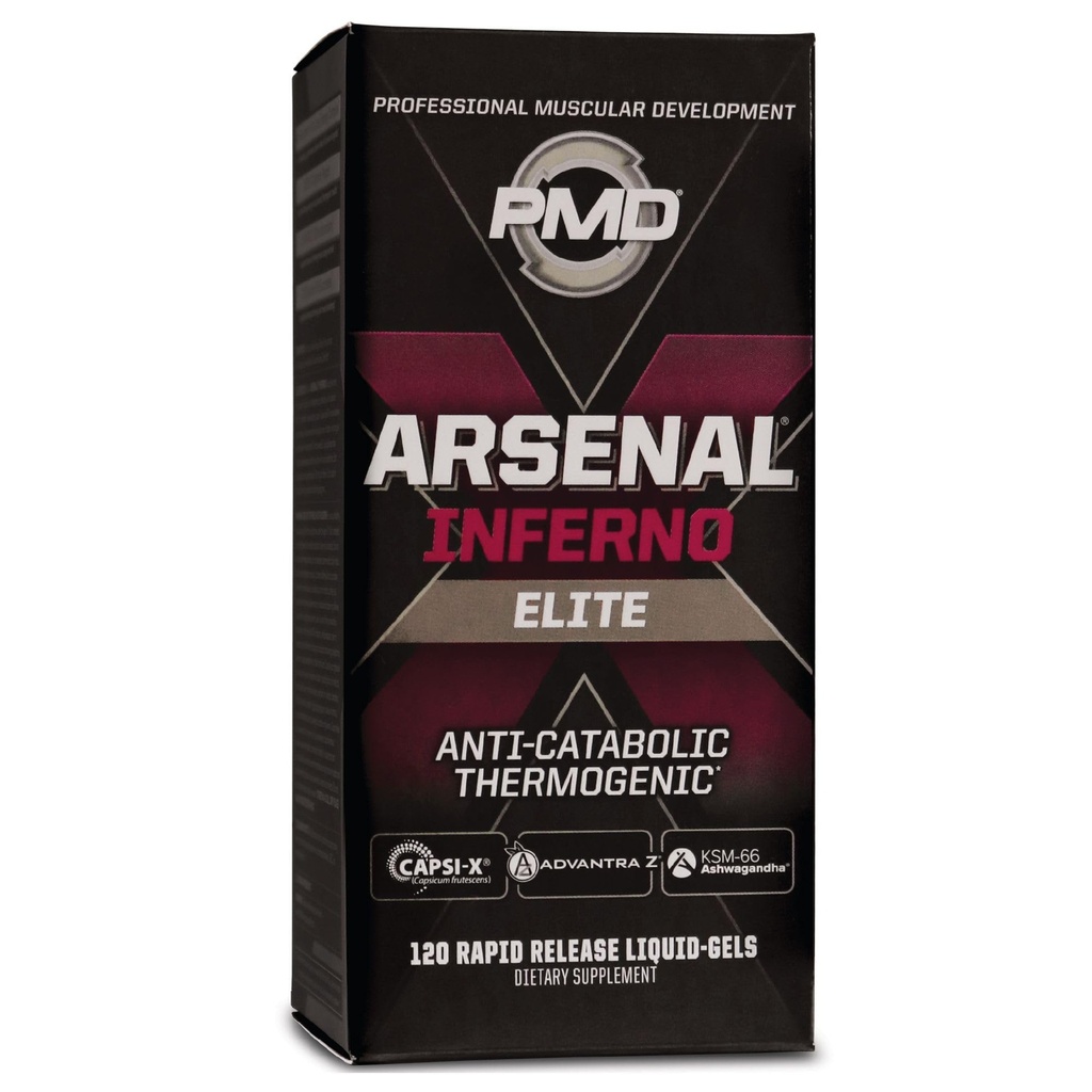 PMD Sports Arsenal X Inferno Superior Fast- działający płynny żel termogeniczny suplement diety - spalanie tłuszczu i konserwacji mięśni - zwiększenie metabolizmu i energii booster - 120 żele płynne