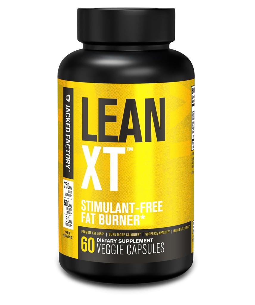 Jacked Factory Lean- XT Kofeina wolna tłuszcz Burner - Non Stim Weight Loss Supplement, Appetite Suppressant & Metabolity Booster Biżuteria 124; Acetyl L- Karnityna, Green Tea Extract, Forskolina - 60 Naturalne pigułki dietetyczne