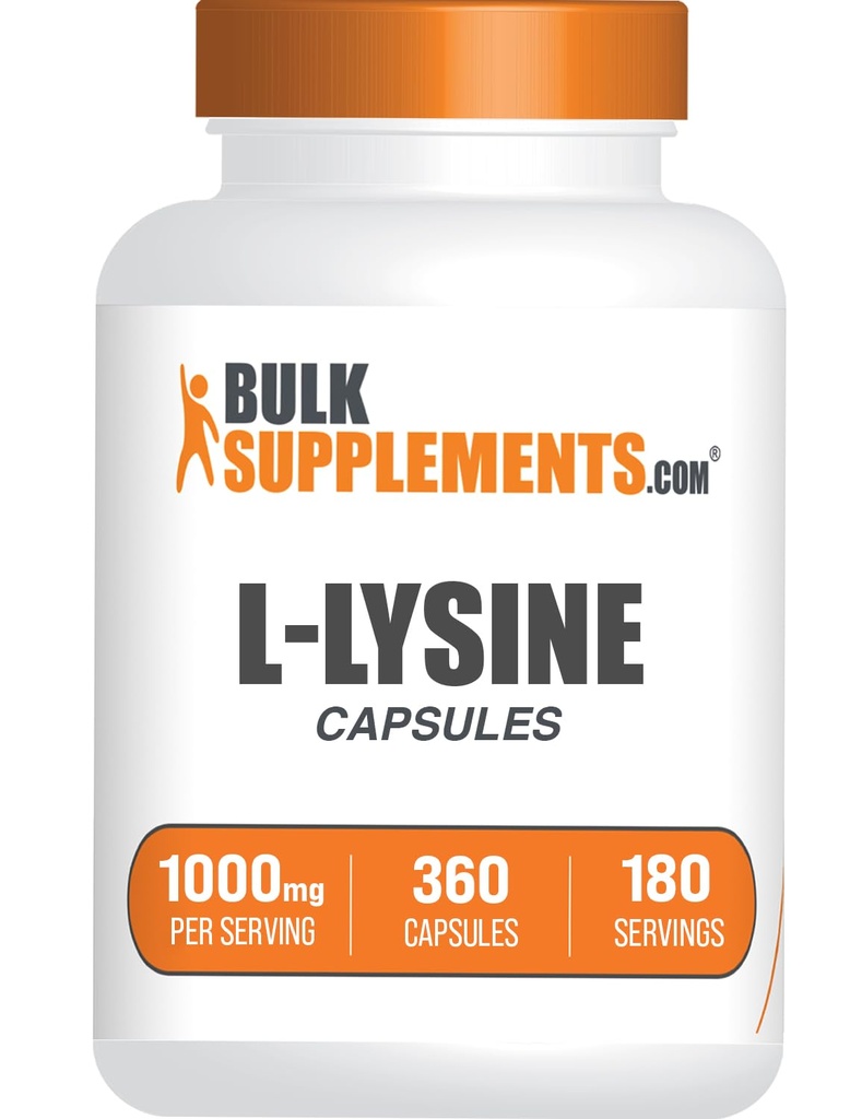 BulkSupplements.com L-Lysine HCl Capsules - Lysine Supplement, Essential Amino Acid - Gluten Free, 2 Capsules (1000mg), per Serving 360 Count (Pack of 1)