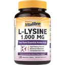 Vitalibre L- Lysine 1000 mg, HL L- Lysine o dużej mocy, Acid aminoetylowy w postaci wolnej, Synteza białka i kolagenu, Wsparcie immunologiczne, Maksymalna absorpcja, Wegan, 120 tabletek