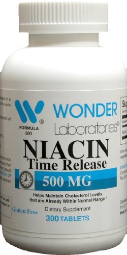 Wonder Laboratories High Potancy Time Release Niacin (Witamina B3) 500 Mg 300 Tablets Non-GMO, Gluten
