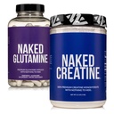 NAKED Pure Mikronized Creature Monhydrate 200 Służenia + Pure L- Glutamine 240 Kapsułki Bundle: Wegan, Non-GMO, Gluten Free. Minimalizacja rozpadu mięśni i poprawić syntezę protein. Nic sztucznego
