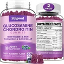2 Pack Glukozamina Gummie Chondroitin, Dodatkowa siła Glukozamina Chondroitin SM z Elderberry & Turmeric, Joint Health, Elastyczność, Przeciwutleniacz, Immune for Adults- Blueberry Flavored, 120 Gummies