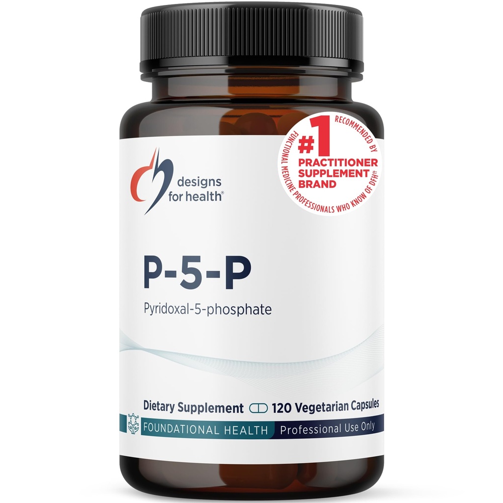Designs for Health P- 5- P - 50mg Witamina B6 (P5P Pyridoxal- 5- Fosforan) Suplement - Non-GMO, Vegan B- 6 (120 kapsułki)