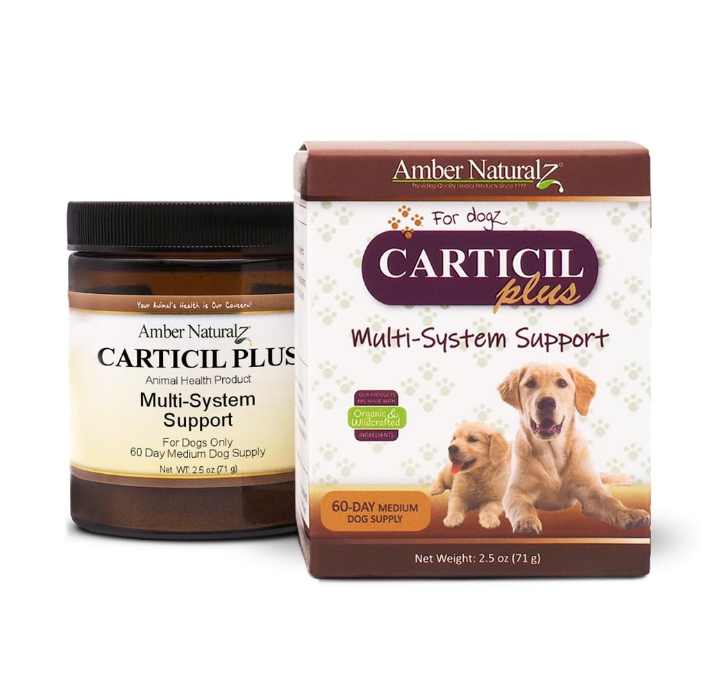 Amber NaturalZ Carticil Plus Suplement ziołowy dla psów 124; Wielosystemowe wsparcie dla wspólnego, trawiennego i immunologicznego zdrowia 124; Naturalna pomoc dla ogólnego Wellness i witalności 124; 60- Day Medium Dog Supply