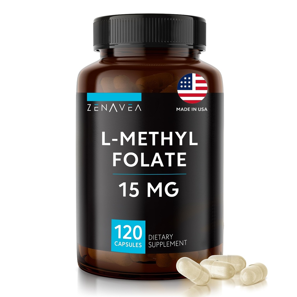 L- Metylofolan 15 mg - L Metylowy suplement foliowy, 5- MTHF dla niedoboru kwasu foliowego - Max Wchłanianie i potencja - l- metylofolan 15 mg - Metylofolan 15 mg - 120 Kapsułki wegańskie, Nie-GMO Gluten wolny