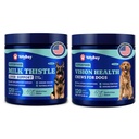 Psie oko i wątroba Wellness Bundle - Vision Support Chews with Antioksydants and Omega- 3s Plus Milk Thistle Liver Detox Chews with NAC and Curcumin - Natural Daily Health Support for Dogs of All Breeds