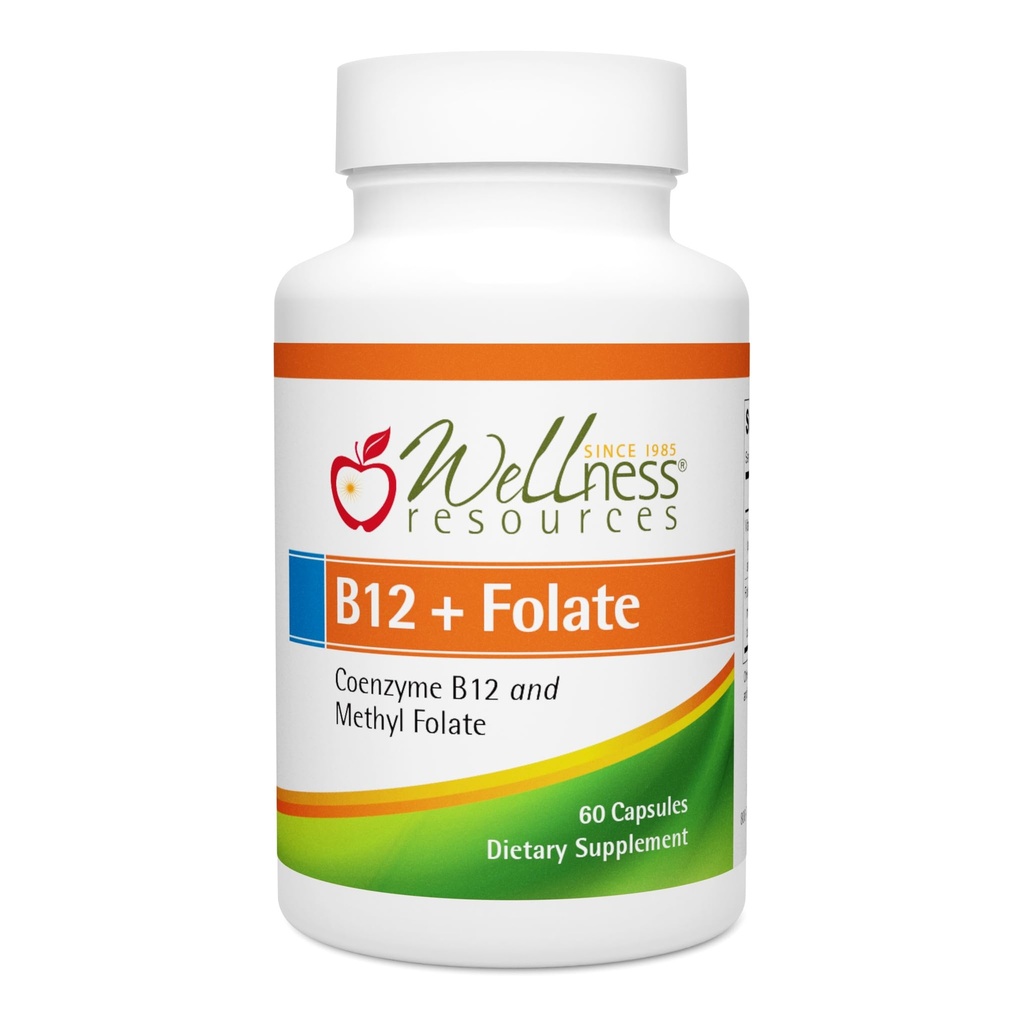 Wellness Resources B12 and Folate Supplement - Methyl B12 1000 & Methylled Folate for High Absorption, Gluten Free, Immune Supplement, B12 and Folate for MTHFR, 5- MTHF