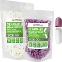 XPRS Nutra Vegan Rozmiar 00 Kapsułki oddzielone - 500 Hrabia Premium Kapsułki puste Separowane w Torbach - 00 Pigułki Puste do napełniania suplementu DIY (Lavender / White)