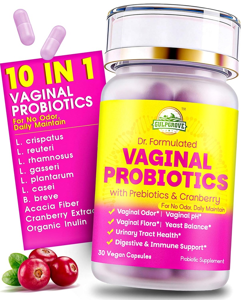 Probiotyki waginalne dla kobiet z prebiotyką i żurawiną - Dr. Spreparowane pH kobiece Równowaga Codzienne Suplement, Wspiera kontrolę zapachu waginalnego i moczu Tract Health, 30 Służenie