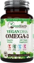 Algal Oil - Vegan DHA Omega 3 Fish Oil Supplements - Booster mózgu, Suplement & Witamina prenatalna -Zapewnia zdrowe serce i wsparcie immunologiczne - Burpless Algae Supplement - 60 Mini Softgels ryb