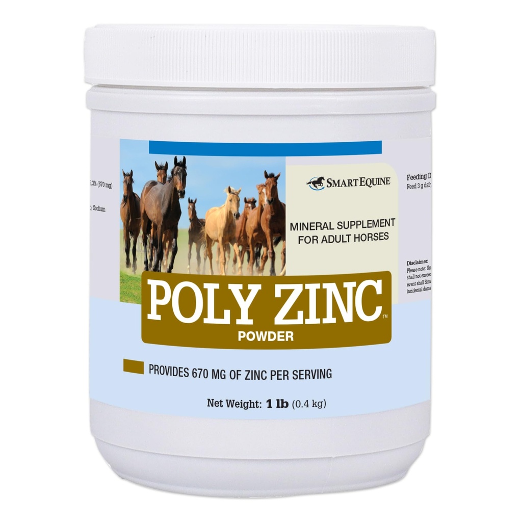 SmartEquine Poly Cynk proszek Pigment 124; Suplement cynku dla koni 124; Witaminy i minerały kopyt; Wspiera Bone and Hoof Wellness 124; Suplement skóry koni do płaszcza 124; 1 lb