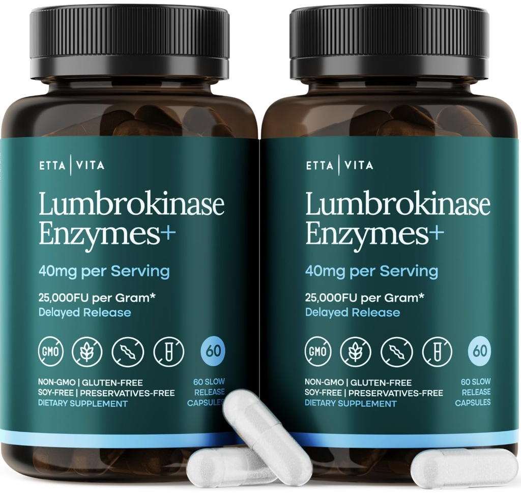 Potężny suplement Lumbrokinazy (120 Servings) 40mg / serving (Max Activity - 800,000 Units) - Lumbrokinase Enzymes Kapsułki na wsparcie energetyczne, trawienie, Cognition & Gut Health - Podobne do Nattokinase
