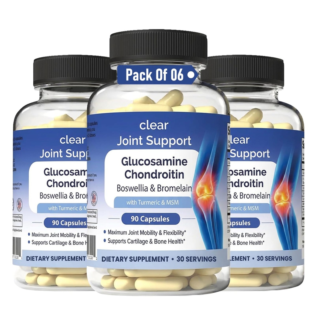 Glukozamina Chondroitin MSM z Turmeric & Boswellia 540 Kapsułki Supples 124; 8- in-1 Joint Supplement for Flexibility & Mobility Supplement for Men & Women - Supports Back, Knees, Hips & Joints