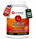 Irowell Iron Tablets 65mg - 100 Tablets for a Full 100- Day Supply Ferrous Fumaran for Energy, Siła mięśni i odporność - Suplement żelaza dla mężczyzn i kobiet