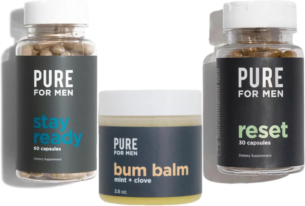 Pure for Men Stay Ready Fiber (120 Count), Bum Balm & Reset (30 Count)