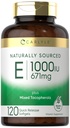 Witamina Carlyle E z mieszanymi tokoferolami 124; 1000 IU 124; 120 Softgeli 124; Natural Sourced Supplement Amend124; Non-GMO i Gluten Free Formula